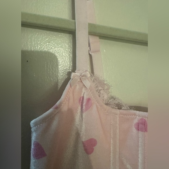 Skims Cherry Blossom Heart Breaker Velvet Lace Corset, pink, size small, NWT - Picture 5 of 10
